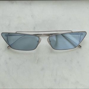 PRADA 57MM Mirrored Cat Eye Sunglasses in silver and blue